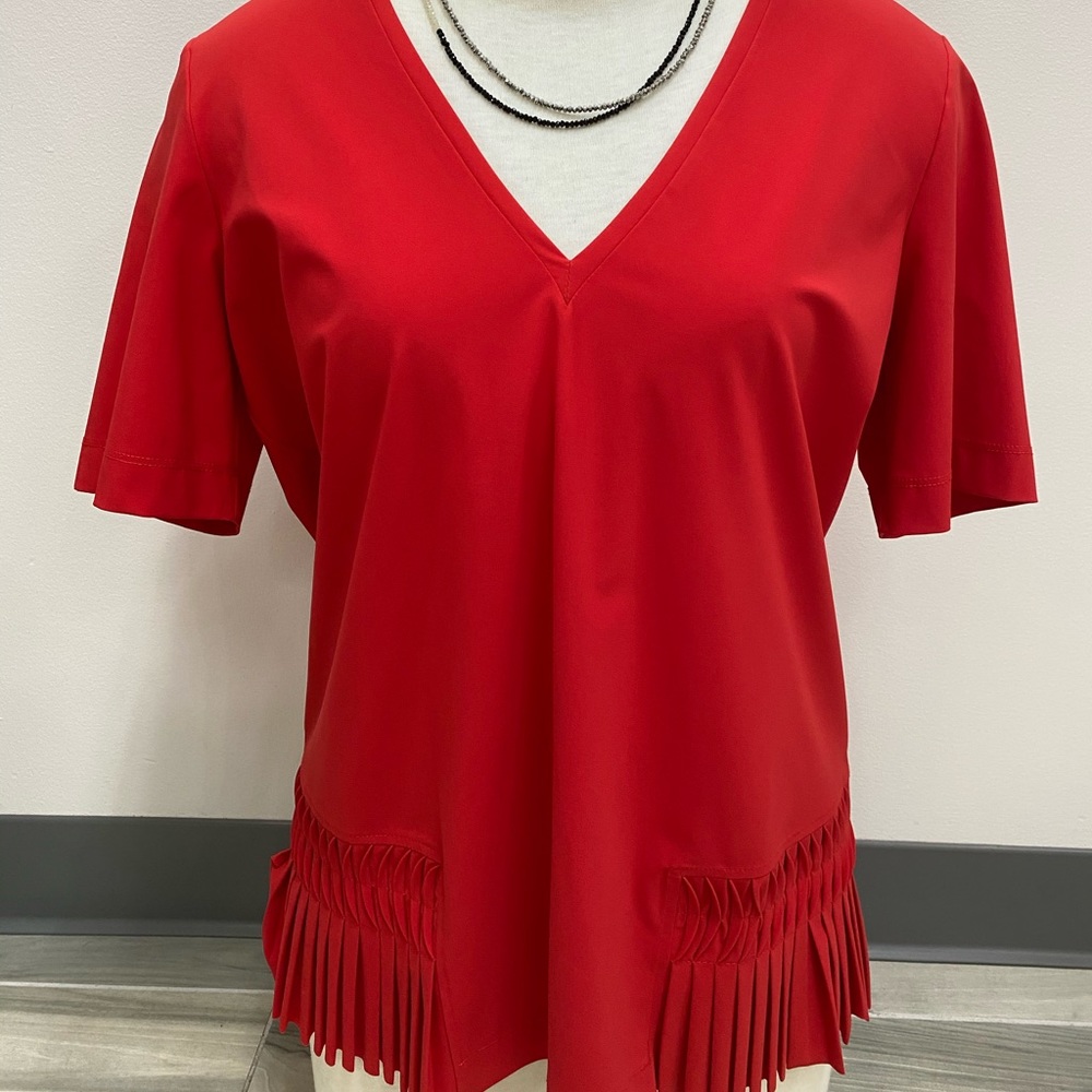 Red V Neck Blouse